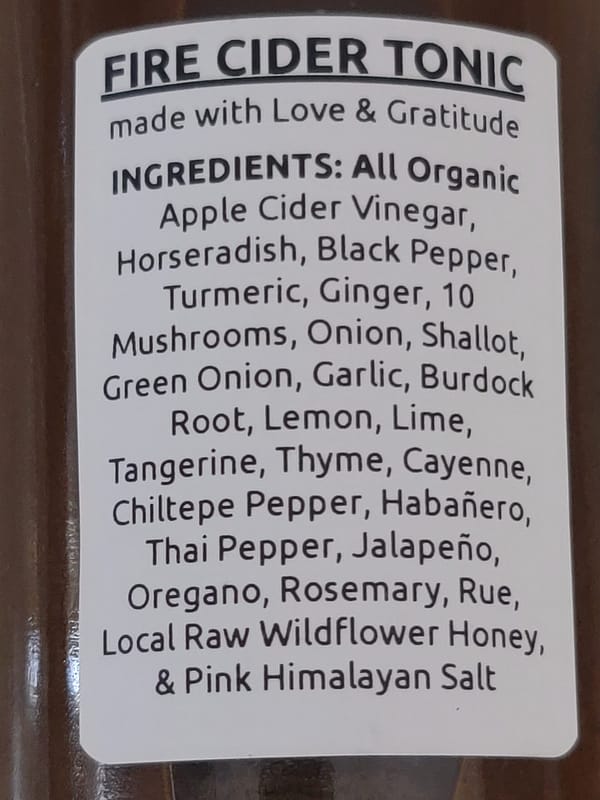 Fire Cider Tonic Elixir Ingredients